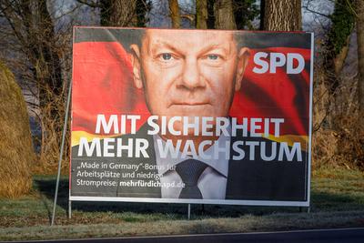 Bundestagswahl 2025 - Wahlwerbung Olaf Scholz-stock-foto