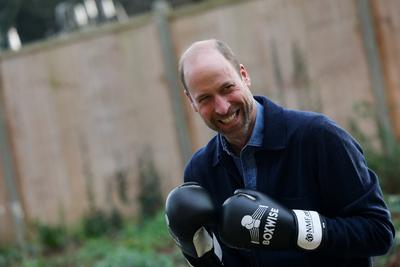 Prince William takes part in a boxing training session-stock-photo