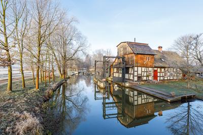 Winterwetter im Spreewald-stock-foto
