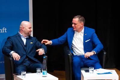 Leonberg, Baden-W?rttemberg, Germany - January 22, 2025: Election campaign event for the 2025 Bundestag election of the-stock-foto