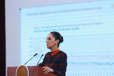 Mexico?s President Claudia Sheinbaum Briefing-stock-foto