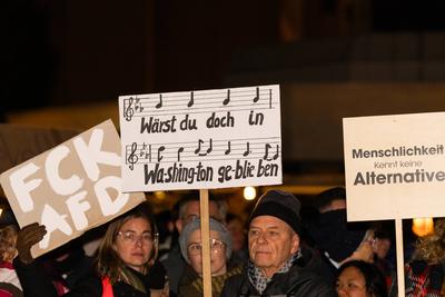 Leonberg, Baden-W?rttemberg, Germany - 22 January 2025: Counter-demonstration organized by B?ndnis 90 der Gr?nen, agains-stock-foto