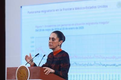 Mexico?s President Claudia Sheinbaum Briefing-stock-foto