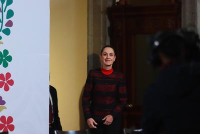 Mexico?s President Claudia Sheinbaum Briefing-stock-foto