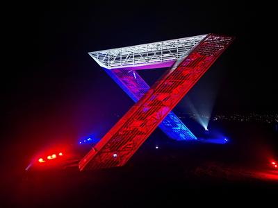 Saar Polygon Illuminiert-stock-foto