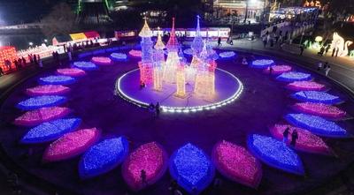 Tourists Enjoy Festive Lanterns in Huaian-stock-photo