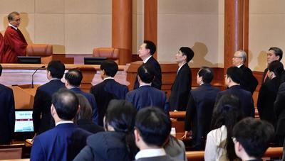 Impeached President Yoon attends impeachment trial hearing in Seoul, South Korea-stock-foto