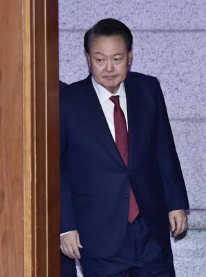Impeached President Yoon attends impeachment trial hearing in Seoul, South Korea-stock-foto