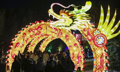 Tourists Enjoy Festive Lanterns in Huaian-stock-photo