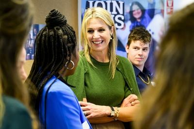 Queen M?xima visits Appeltjes winner who tackles loneliness among young people, ?s-Hertogenbosch, The Netherlands-stock-foto