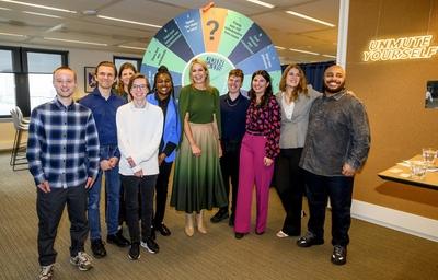 Queen M?xima visits Appeltjes winner who tackles loneliness among young people, ?s-Hertogenbosch, The Netherlands-stock-foto