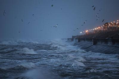 Storm ?owyn batters Blackpool Promenade-stock-foto