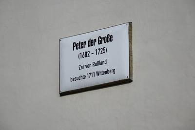 04 10 2016 Lutherstadt Wittenberg Sachsen Anhalt Gedenktafel an Peter der Gro?e Peter der Gro?e-stock-foto