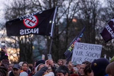 "Lichtermeer gegen den Rechtsruck" am Brandenburger Tor-stock-photo