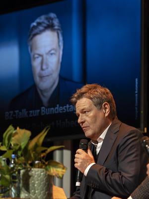 Robert Habeck-Wahlkampftour Freiburg im Breisgau-stock-foto