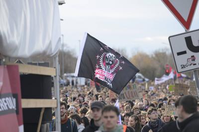 GER, Halle an der Saale, Messe, Gegen - Demo zu Veranstaltung der AFD auf dem Messegelaende mit Alice Weidel, 25.01.25,-stock-photo
