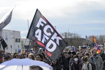 GER, Halle an der Saale, Messe, Gegen - Demo zu Veranstaltung der AFD auf dem Messegelaende mit Alice Weidel, 25.01.25,-stock-photo