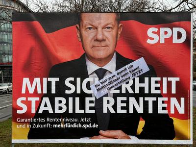 Wahlplakat GER, Berlin, 20250124,Wahlplakat SPD, Olaf Scholz *** Election poster GER, Berlin, 20250124,Election poster S-stock-foto