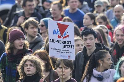 GER, Halle an der Saale, Messe, Gegen - Demo zu Veranstaltung der AFD auf dem Messegelaende mit Alice Weidel, 25.01.25,-stock-photo
