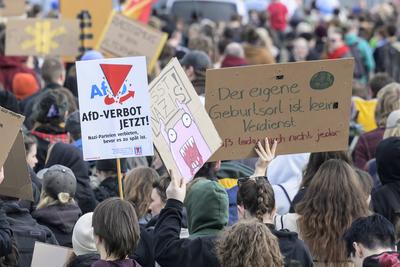 GER, Halle an der Saale, Messe, Gegen - Demo zu Veranstaltung der AFD auf dem Messegelaende mit Alice Weidel, 25.01.25,-stock-photo