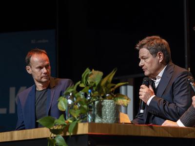 Robert Habeck-Wahlkampftour Freiburg im Breisgau-stock-foto