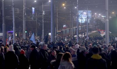 24.01.2025 Beograd/Belgrade(Serbia) Politika/Zivot/Politics/Life Trg-skver Autokomanda blokirana u vreme generalnog stra-stock-photo