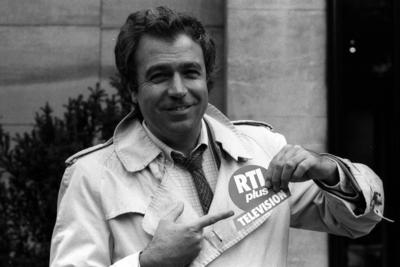 Reportage ?ber Radio Television Luxembourg (RTL), RTL Plus Moderator Rainer Holbe-stock-foto