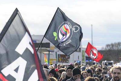 GER, Halle an der Saale, Messe, Gegen - Demo zu Veranstaltung der AFD auf dem Messegelaende mit Alice Weidel, 25.01.25,-stock-photo