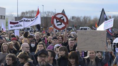 GER, Halle an der Saale, Messe, Gegen - Demo zu Veranstaltung der AFD auf dem Messegelaende mit Alice Weidel, 25.01.25,-stock-photo