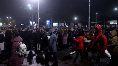 24.01.2025 Beograd/Belgrade(Serbia) Politika/Zivot/Politics/Life Trg-skver Autokomanda blokirana u vreme generalnog stra-stock-photo