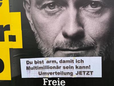 Wahlplakat GER, Berlin, 20250124,Wahlplakat, FDP, Chrisrian Lindner *** Election poster GER, Berlin, 20250124,Election p-stock-foto