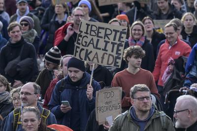 GER, Halle an der Saale, Messe, Gegen - Demo zu Veranstaltung der AFD auf dem Messegelaende mit Alice Weidel, 25.01.25,-stock-photo
