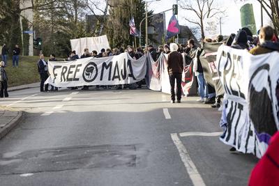 Demo Antifa Budapest-Komplex-stock-photo