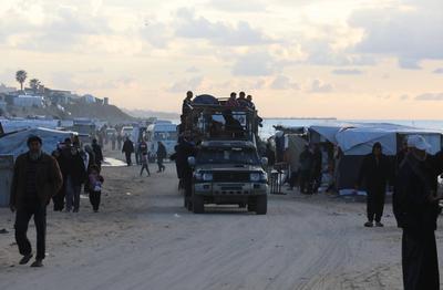Displace Palestinians who left the southern Gaza Strip where they had taken refuge-stock-foto