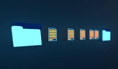 Close-up automatic file transfer from one folder to another folder.-stock-foto