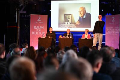 Zeitzeuge Albrecht Weinberg erz?hlt vom Holocaust.-stock-foto