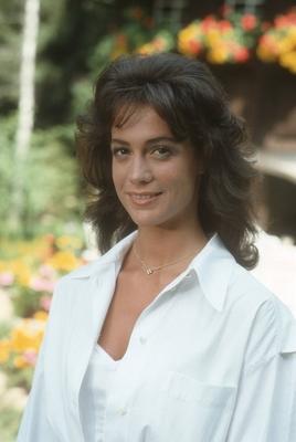Barbara Wussow (Schauspielerin) 07/86 ru Barbara Wussow w?hrend eines Pressetermins zur Schwarzwaldklinik (ZDF) im Juli-stock-foto