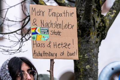 Aschaffenburg, Bavaria, Germany - January 26, 2025: Demo against right-wing extremism in Aschaffenburg, counter-demonstr-stock-photo