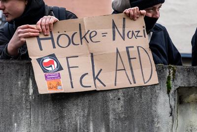 Aschaffenburg, Bavaria, Germany - January 26, 2025: Demo against right-wing extremism in Aschaffenburg, counter-demonstr-stock-photo