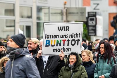 Aschaffenburg, Bavaria, Germany - January 26, 2025: Demonstration and march after knife attack against current governmen-stock-foto