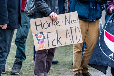 Aschaffenburg, Bavaria, Germany - January 26, 2025: Demo against right-wing extremism in Aschaffenburg, counter-demonstr-stock-photo
