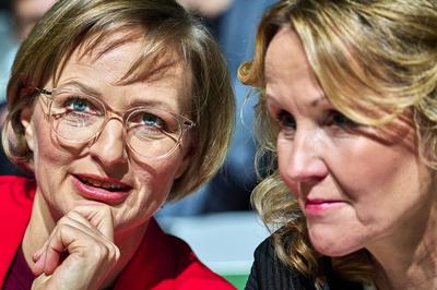 Bundesdelegiertenkonferenz 2025: Franziska Brantner + Steffi Lemke-stock-foto