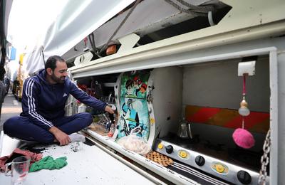 Egypt  launching the largest comprehensive humanitarian aid convoy to Palestines in Gaza Strip.-stock-foto