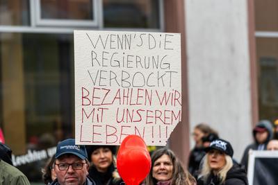 Aschaffenburg, Bavaria, Germany - January 26, 2025: Demonstration and march after knife attack against current governmen-stock-photo