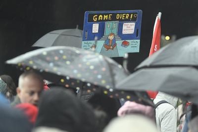 Demonstration by teachers in the Wallonia-Brussels Federation-stock-foto