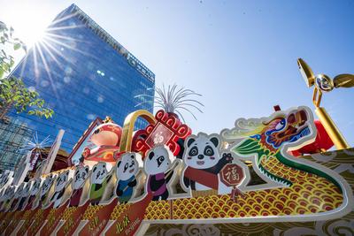 HONG KONG, CHINA - JANUARY 27: A float makes appearance at the media preview of Cathay International Chinese New Year Ni-stock-photo