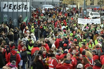 Demonstration by teachers in the Wallonia-Brussels Federation-stock-foto