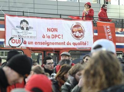 Demonstration by teachers in the Wallonia-Brussels Federation-stock-foto