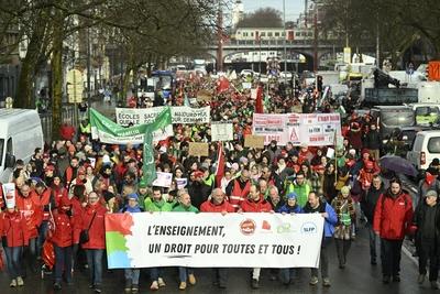 Demonstration by teachers in the Wallonia-Brussels Federation-stock-foto