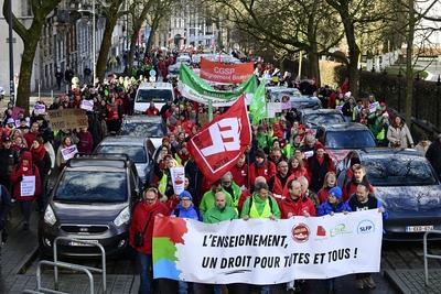 Demonstration by teachers in the Wallonia-Brussels Federation-stock-foto